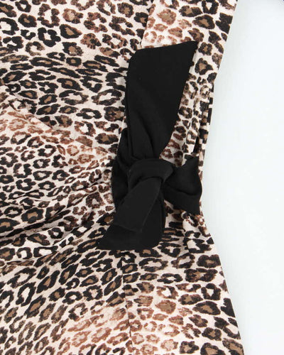 Vintage Y2k 00s Hamilton Leopard Print Bow Top - L
