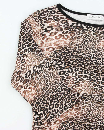Vintage Y2k 00s Hamilton Leopard Print Bow Top - L
