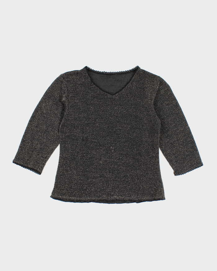 Vintage Y2k 00s Glitter Sparkly Glitter Mesh Top - S