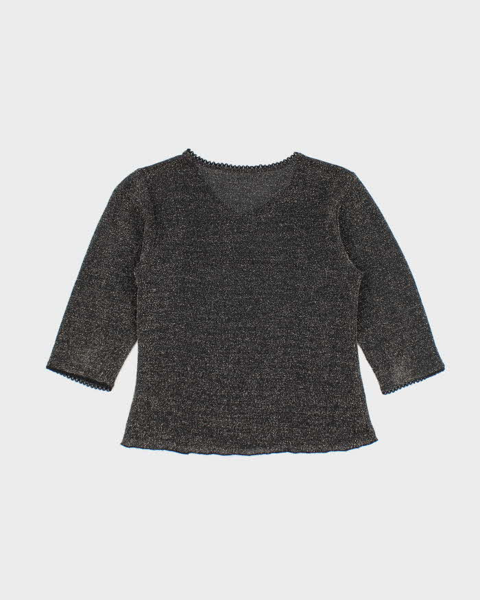 Vintage Y2k 00s Glitter Sparkly Glitter Mesh Top - S