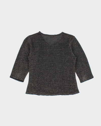 Vintage Y2k 00s Glitter Sparkly Glitter Mesh Top - S