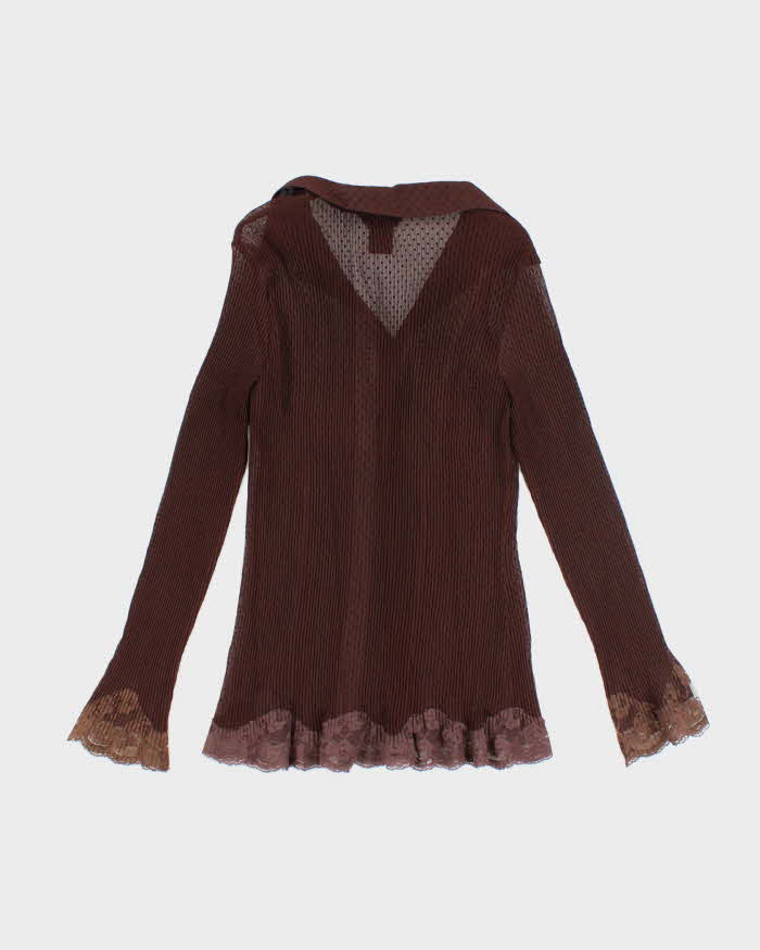Vintage 90s Togo Brown Polka Dot Blouse - S