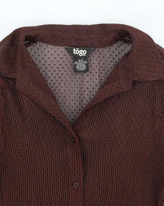Vintage 90s Togo Brown Polka Dot Blouse - S