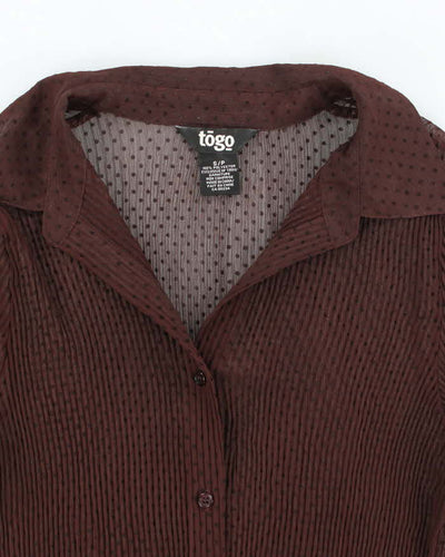 Vintage 90s Togo Brown Polka Dot Blouse - S
