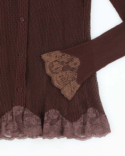 Vintage 90s Togo Brown Polka Dot Blouse - S
