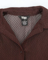 Vintage 90s Togo Brown Polka Dot Blouse - S