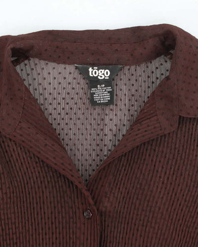 Vintage 90s Togo Brown Polka Dot Blouse - S