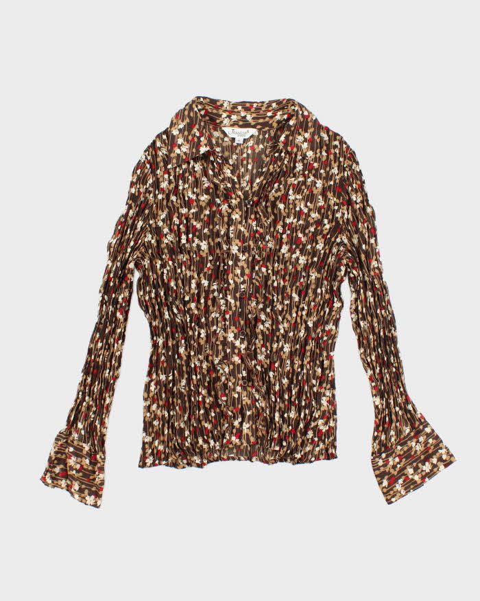 Vintage Y2k 00s Jessica Floral Crinkle Blouse - M