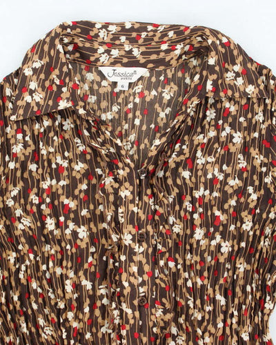 Vintage Y2k 00s Jessica Floral Crinkle Blouse - M