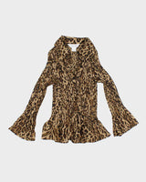 Vintage Y2k 00s Alison Taylor Leopard Print Crinkle Blouse - S
