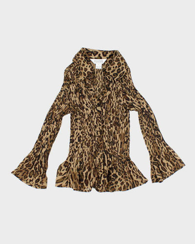 Vintage Y2k 00s Alison Taylor Leopard Print Crinkle Blouse - S