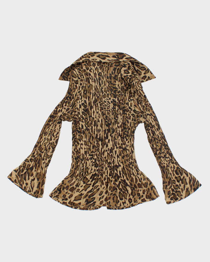 Vintage Y2k 00s Alison Taylor Leopard Print Crinkle Blouse - S