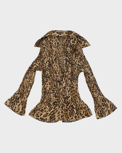 Vintage Y2k 00s Alison Taylor Leopard Print Crinkle Blouse - S