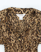Vintage Y2k 00s Alison Taylor Leopard Print Crinkle Blouse - S