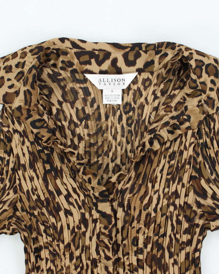 Vintage Y2k 00s Alison Taylor Leopard Print Crinkle Blouse - S