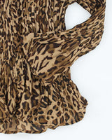 Vintage Y2k 00s Alison Taylor Leopard Print Crinkle Blouse - S