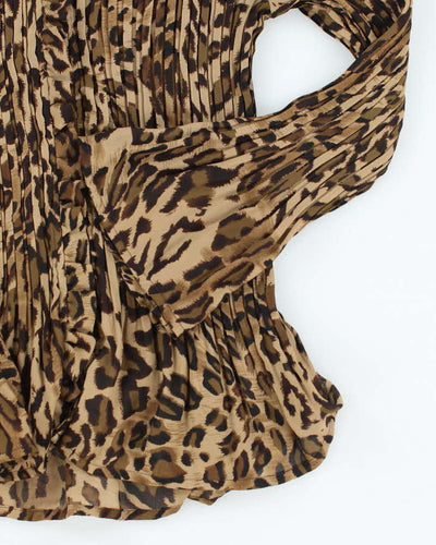 Vintage Y2k 00s Alison Taylor Leopard Print Crinkle Blouse - S