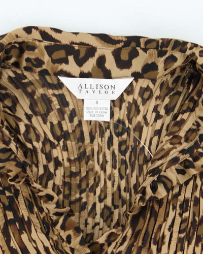 Vintage Y2k 00s Alison Taylor Leopard Print Crinkle Blouse - S
