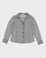 Vintage 90s Current Gingham Mesh Blouse - L