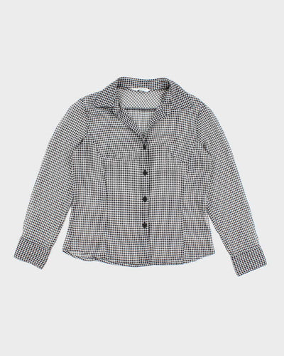 Vintage 90s Current Gingham Mesh Blouse - L