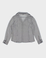 Vintage 90s Current Gingham Mesh Blouse - L