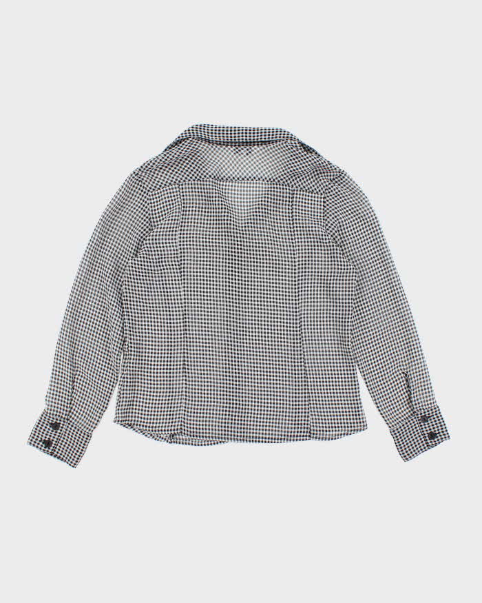 Vintage 90s Current Gingham Mesh Blouse - L
