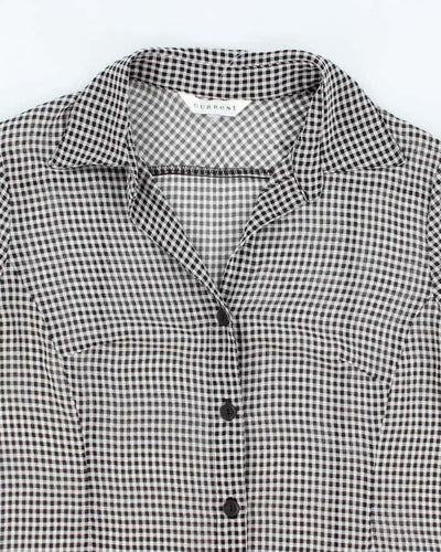 Vintage 90s Current Gingham Mesh Blouse - L