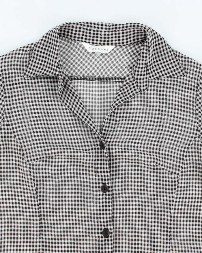 Vintage 90s Current Gingham Mesh Blouse - L