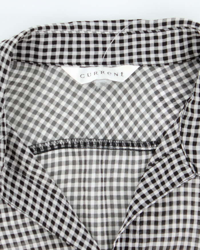 Vintage 90s Current Gingham Mesh Blouse - L