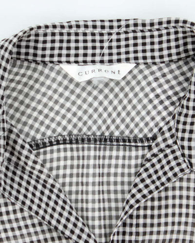 Vintage 90s Current Gingham Mesh Blouse - L
