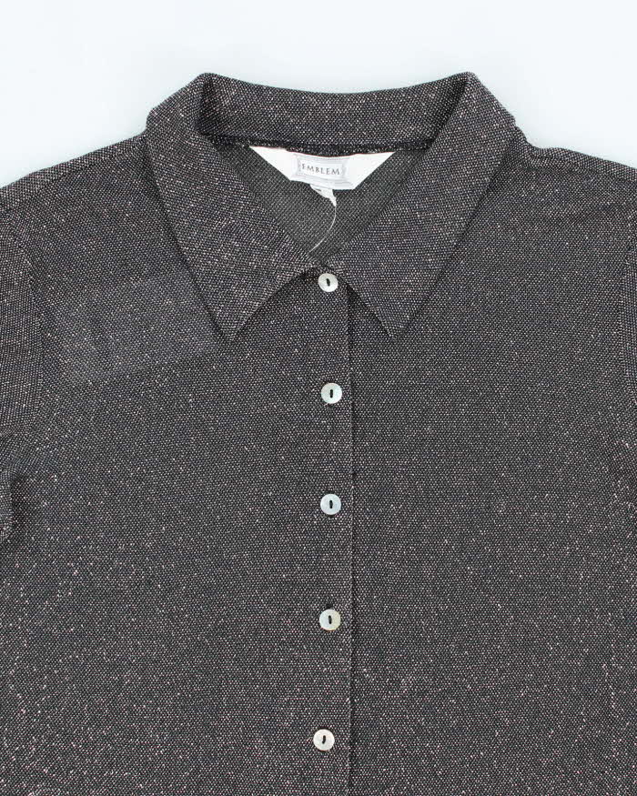 Vintage 90s Emblem Glitter Blouse - M
