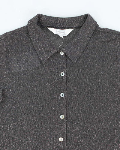 Vintage 90s Emblem Glitter Blouse - M