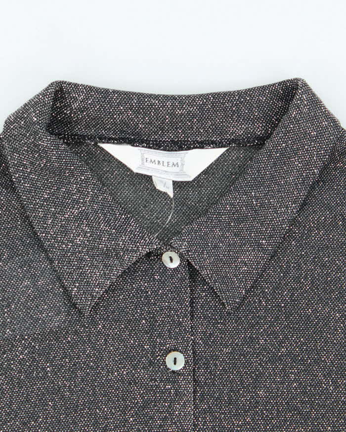Vintage 90s Emblem Glitter Blouse - M