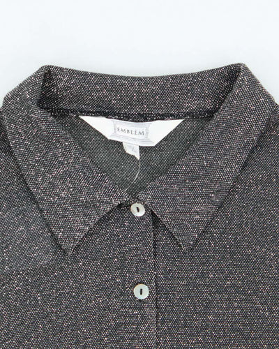 Vintage 90s Emblem Glitter Blouse - M