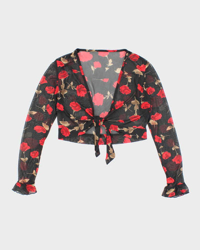 Vintage 90s Mesh Rose Top - S