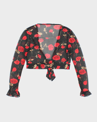 Vintage 90s Mesh Rose Top - S