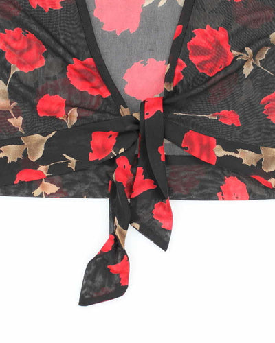Vintage 90s Mesh Rose Top - S