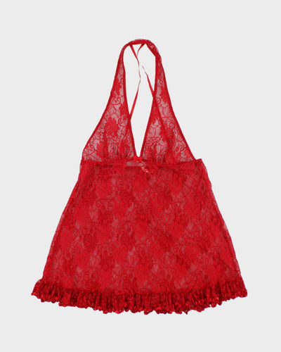 Vintage Y2k 00s Sentiments Lace Halter Neck Top - S