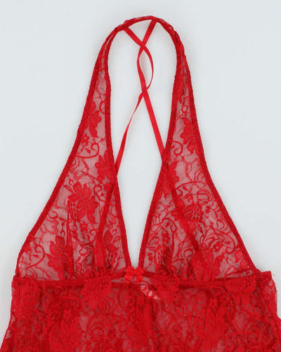 Vintage Y2k 00s Sentiments Lace Halter Neck Top - S