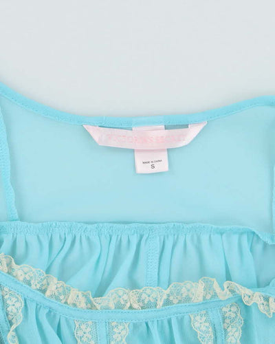 Vintage Y2k 00s Victoria's Secret Blue Mesh Cami - S
