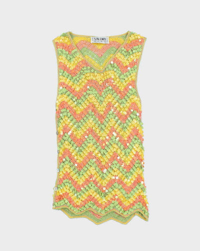 Vintage Y2k 00s Valenti Sequin Crochet Cami - S