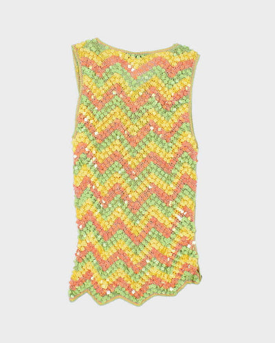 Vintage Y2k 00s Valenti Sequin Crochet Cami - S