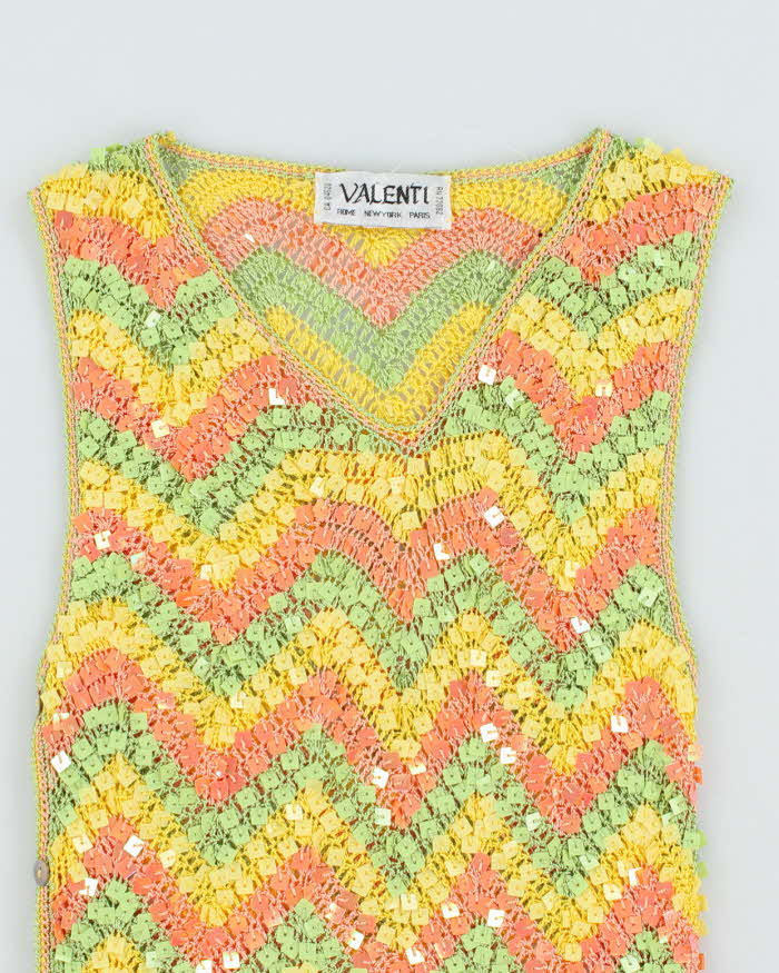 Vintage Y2k 00s Valenti Sequin Crochet Cami - S