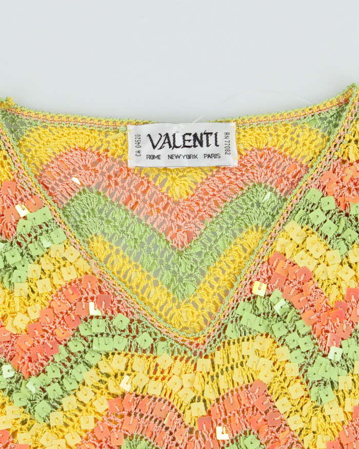 Vintage Y2k 00s Valenti Sequin Crochet Cami - S