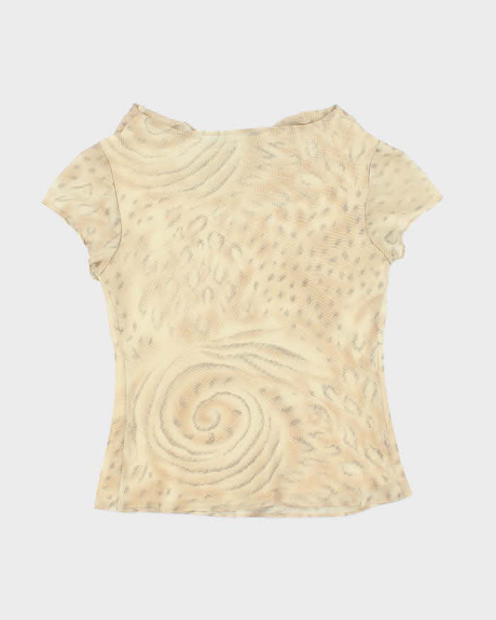 Vintage 90s VSL Animal Print Cowl Neck Mesh Top - M