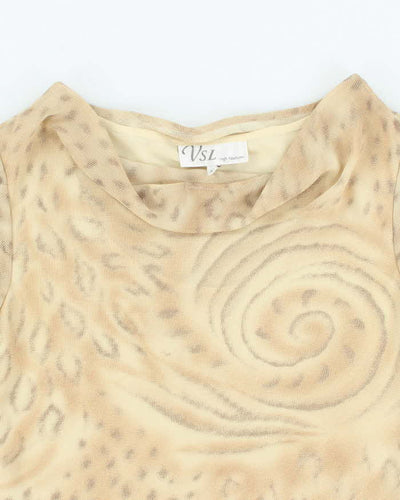 Vintage 90s VSL Animal Print Cowl Neck Mesh Top - M