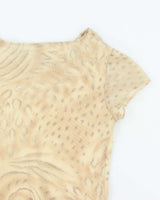 Vintage 90s VSL Animal Print Cowl Neck Mesh Top - M