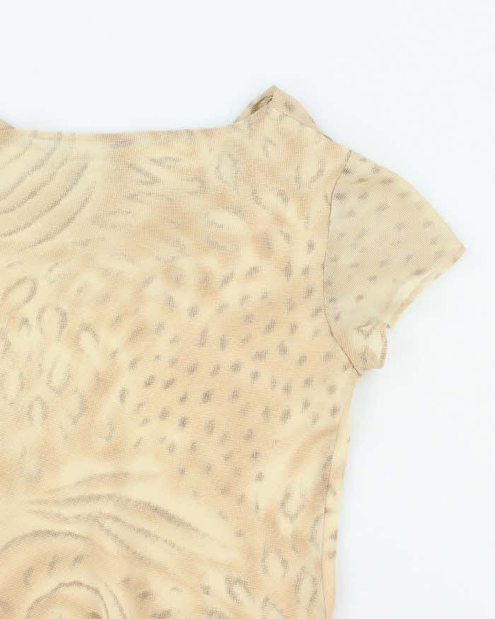 Vintage 90s VSL Animal Print Cowl Neck Mesh Top - M