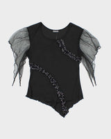 Vintage Y2k 00s Chunhing Ruffle Asymmetric Hem Top - S