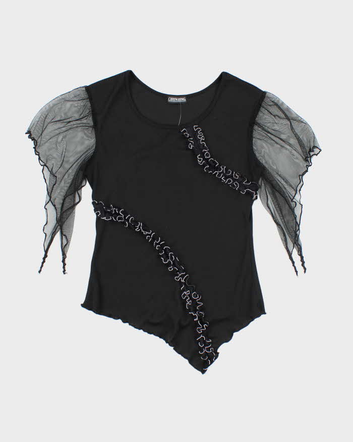 Vintage Y2k 00s Chunhing Ruffle Asymmetric Hem Top - S